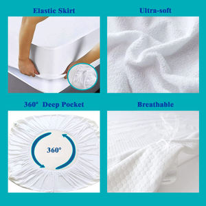 Drap <span class=keywords><strong>de</strong></span> <span class=keywords><strong>lit</strong></span> élastique ajusté en coton organique pour hôtel OEM Housse ajustée pour <span class=keywords><strong>punaise</strong></span> <span class=keywords><strong>de</strong></span> <span class=keywords><strong>lit</strong></span> douce naturelle Protège-matelas imperméable avec jupe - Product Image 3