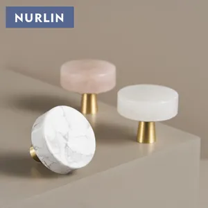 Nurlin, латунные мраморные хрустальные нефритовые шкафы, дверные ящики, белые розовые ручки из натурального камня