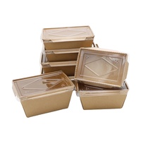 Boîte de plateau de restauration rapide jetable en papier kraft brun gaufré avec couvercle pour nouilles sushi pour emballage de pain biscuits au restaurant