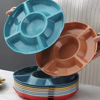 Plateaux repas HCMA 10 pouces à 5 compartiments, assiettes à compartiments pour fruits, collations, desserts, salades, en mélamine, plateaux de service, ensembles plats