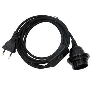 E27 Lamp Holder With Switch <b>Red</b> Braided Power Cord 10A 250V Plastic Screw Base For Lamp Lighting - Product Image 5
