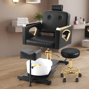 Silla de peluquería con bañera para pies, nueva silla de pedicura, silla de masaje para terapia de pies con elevación y rotación, multifuncional - Product Image 1