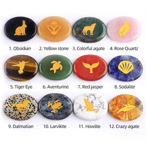 Wholesale Natural Thumb Worry <strong>Stone</strong> Oval Crystal <strong>Stone</strong> with Inspirational Words Pocket Rock Anxiety Crystals for Stress Gifts - Product Image 3