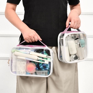 Hawaiian Custom Puakenikeni Lei Pink Flower Women 2-pack Transparent PVC Clear <b>Make</b> <b>up</b> Organizer <b>Pouches</b> Travel Toiletry Bags - Product Image 5