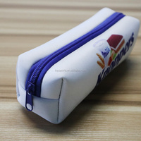 Étui à crayons en néoprène imperméable avec impression de dessin animé blanc, étui pour pinceaux de maquillage