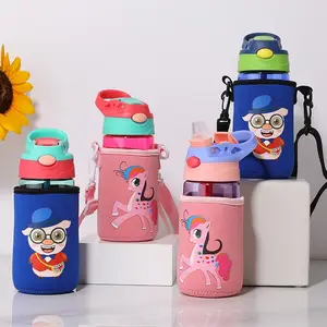 Großhandel 480ml Niedliche Plastik Kinder Wasser flaschen mit Riemen für Kinder Kinder Flasche Wasser Kinder