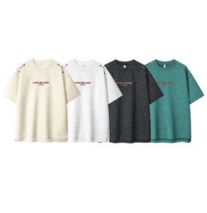 Nouveau T-shirt décontracté pour homme 2026 en mélange de coton délavé, brodé, à manches courtes et coupe décontractée de haute qualité - Product Image 1