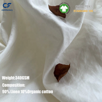 Tissu en lin et coton européen original, épais et dense, lavé aux enzymes, blanc cassé, pour pantalons et costumes printemps-automne