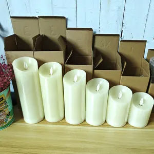 Electric Artificial Moving Wick Candles Led Lot Of Pillar Flameless Flickering Flame Battery Led Candles With Remote