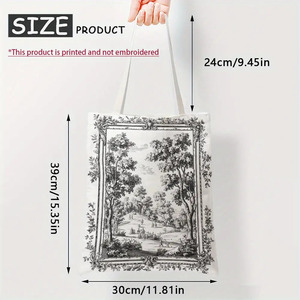 Sac fourre-tout élégant en <span class=keywords><strong>toile</strong></span> <span class=keywords><strong>de</strong></span> <span class=keywords><strong>Jouy</strong></span> avec impression double face, design spacieux et durable pour le travail, l'école, les voyages, la randonnée, le camping, 1 pièce - Product Image 6