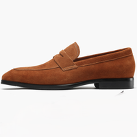 Soldes Exceptionnelles : Mocassins d'Hiver pour Hommes en Daim et Cuir Pleine Fleur, Marron Foncé, Semelle en Caoutchouc Antidérapante, Chaussures Formelles et Décontractées M301