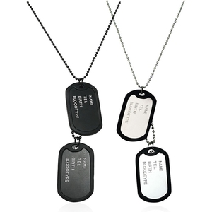 Collar personalizado con 2 etiquetas de perro de acero inoxidable para hombre, cadena con nombre grabado - Product Image 3