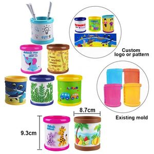 Colorful Round Plastic Pen Holders With Cartoon Patterns For Desk Use - Product Image 2