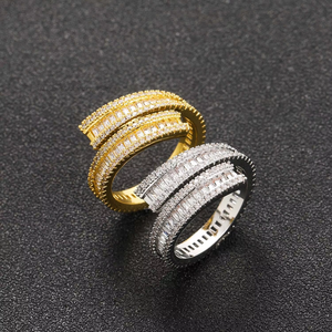 Hip Hop Open <b>Ring</b> Geometric Ladder Zircon <b>Ring</b> Trendy Men Hip Hop - Product Image 3