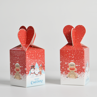 Boîtes de bonbons sucrés de Noël de vente chaude Boîte de papier cadeau de friandises de Noël avec poignée en ruban