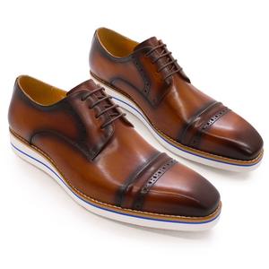 Zapatos Casuales Elegantes de Diseñador de Lujo para Hombre, Oxfords con Estilo, Marrón Encerado Premium, Punta Cuadrada, Impermeables, con Cordones, que Aumentan la Altura - Product Image 6