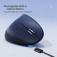 Mouse Nirkabel BT Vertikal Ergonomis 6 Tombol Grosir Pabrik, Dapat Diisi Ulang, 1600 DPI Optik, Tahan Air, Backlit, Untuk Kantor & Gaming PC