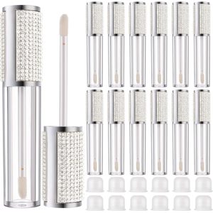Tubos de brillo labial vacíos al por mayor con diamantes de imitación, 4ml, transparentes, redondos, para brillo labial líquido y aceite voluminizador de labios - Product Image 3