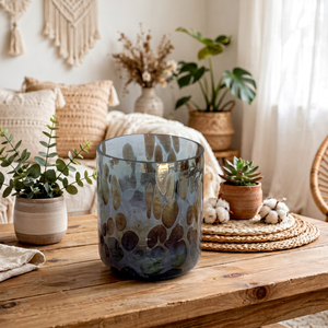 Porte-bougie en verre Hurricane fait main avec couvercle, forme ronde, sérigraphie 1 couleur, résistant à la chaleur, pour la décoration de la maison - Product Image 1