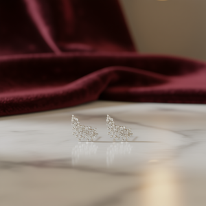 E3854 White Gold Diamond <b>Stud</b> <b>Earrings</b> Round Brilliant Cut Geometric Prong Setting Luxury Women's <b>Fine</b> Jewelry - Product Image 2