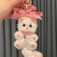Shenzhen fabricant de jouets en peluche vente en gros personnalisé bonheur anniversaire jouet en peluche chat sac breloque accessoire porte-clés en peluche