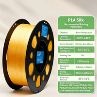 Filament PLA Soie 1,75 mm, Bobine de 1 kg, Filament d'imprimante 3D, Lisse, Brillant, Couleur Unie, Sans Bulles pour Impression 3D FDM