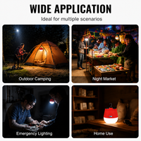 Lampe de camping d'urgence LED rechargeable ; Lampe d'éclairage extérieur portable à batterie haute capacité, étanche IP44, rechargeable par USB