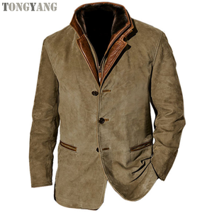 TONGYANG Retro Lapel Men's <strong>Coat</strong> Autumn and Winter Men's Casual Classic Button <strong>Coat</strong> Fashion Slim England <strong>Zipper</strong> Men's <strong>Coat</strong> - Product Image 3