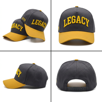 Casquette de baseball gris foncé avec broderie personnalisée, couleur contrastée or, pour un usage quotidien en extérieur, style streetwear