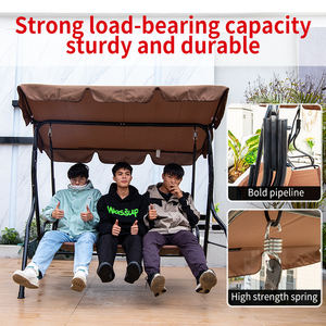 鉄製フレーム<span class=keywords><strong>3</strong></span>人用屋外スイングガーデンメタルスタンドパティオスイングチェアキャノピーパティオスイング吊り椅子付き - Product Image 2