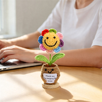 Tournesol au crochet fait main avec carte positive – Adorable ornement pour des cadeaux encourageants, cadeau pour professeur