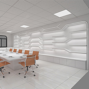 オフィスミーティング用カスタム光沢度の高いモダンスタイル会議用テーブル高品質ディスプレイラックホワイトカラー - Product Image 5