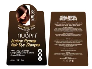 NUSPA Champú para cabello negro No alérgico Uso en el hogar 100% Cubierta Gris Orgánico Negro Tinte para cabello Champú de color