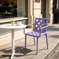 Chaise en plastique avec et sans accoudoirs, minimaliste, multicolore, imperméable, pour extérieur, jardin, patio, café, parc, empilable, creuse