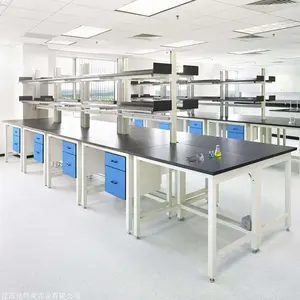 School Laboratorium Bijzettafel Kruk Staal Hout Lab Muur Werkbank