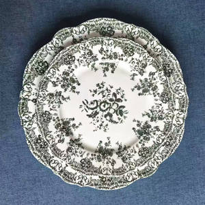 <span class=keywords><strong>Set</strong></span> di stoviglie rotonde in porcellana con motivo Vintage in pizzo nuovo <span class=keywords><strong>Set</strong></span> di <span class=keywords><strong>piatti</strong></span> e <span class=keywords><strong>piatti</strong></span> floreali blu verde - Product Image 1