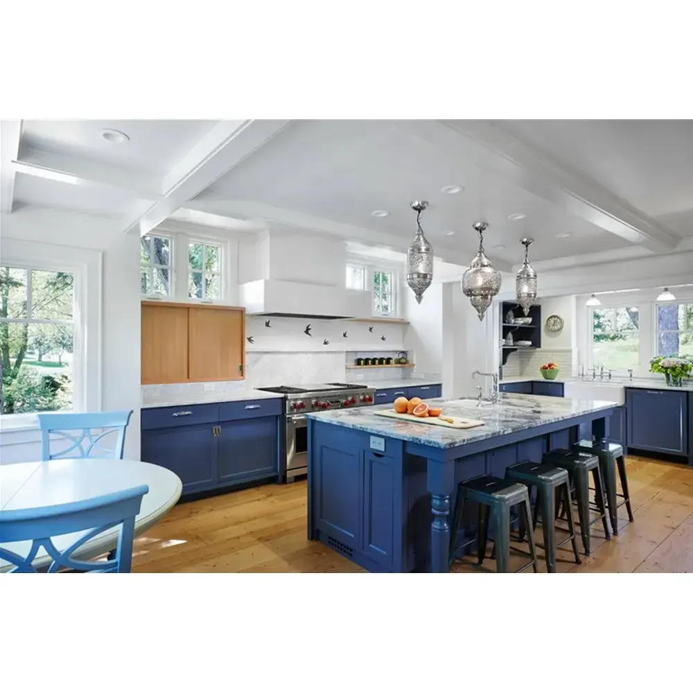 Usine directe moderne blanc gris bleu marine Shaker armoires de cuisine de style américain et armoire de salle de bain pour la vente en gros