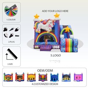 Castillo Inflable Comercial para Niños con Tobogán y Zona de Brincos en Forma de Unicornio en Venta - Product Image 2