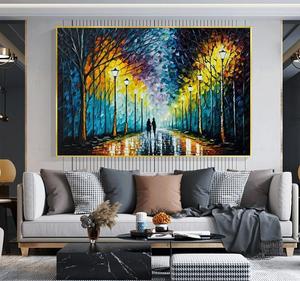 Abstrait <span class=keywords><strong>romantique</strong></span> forêt <span class=keywords><strong>paysage</strong></span> <span class=keywords><strong>peinture</strong></span> à l'huile sur toile grand mur Art coloré arbre <span class=keywords><strong>peinture</strong></span> personnalisé moderne salon décor - Product Image 5