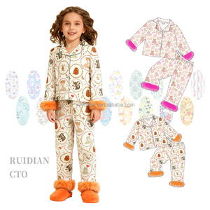 <span class=keywords><strong>Pijamas</strong></span> de Punto para <span class=keywords><strong>Niñas</strong></span>, Primavera 2026, Transpirables, Tallas Grandes, Estampado Personalizado, Poliéster/Algodón, Tinte Liso, para el Dí<span class=keywords><strong>a</strong></span> de San Valentín - Product Image 1