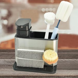 Support égouttoir 3-en-1 pour éponges et ustensiles de cuisine avec distributeur de savon - Product Image 4