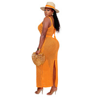 Logo personnalisé femmes Crochet plage couvrir longue robe sexy maille résille sans manches Maxi robe vêtements de plage OEM ODM fabricants