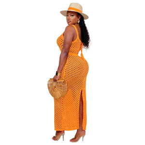 Logo personnalisé femmes Crochet <span class=keywords><strong>plage</strong></span> couvrir longue robe <span class=keywords><strong>sexy</strong></span> maille résille sans manches Maxi robe vêtements de <span class=keywords><strong>plage</strong></span> OEM ODM fabricants - Product Image 2