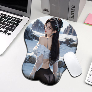 3D Sexy Chest Mouse Pad Sexy 3D Mouse Pad Sexy Girl Gaming Mousepad with Silicone Gel Wrist Rest Office Decor <strong>Comic</strong> Pad - Product Image 1