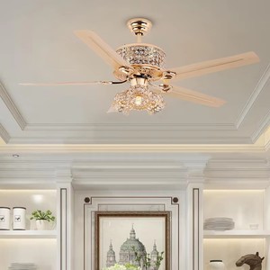 European Crystal Ceiling Fan <b>Light</b> Fixture Fandelier LED Remote 6-Speed Reversible DC Motor 52inch Blade 30-34dB Quiet High CRI - Product Image 4