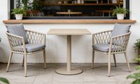 Fauteuil tressé en corde de qualité commerciale pour l'extérieur, mobilier de salle à manger pour projets hôteliers, complexes balnéaires, cafés au bord de la piscine, villas résidentielles