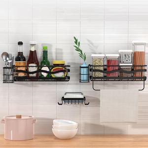 Estante de Pared de Lujo para Baño, Estante de Almacenamiento para Esquina de Cocina, Juego de Accesorios de Baño con Ganchos Autoadhesivos - Product Image 3