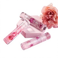 Lip Gloss Perawatan Bibir 3 Warna Transparan Sepenuhnya, Bunga Mawar Asli, Melembapkan, Menutrisi, 5ml, Mutiara Halus