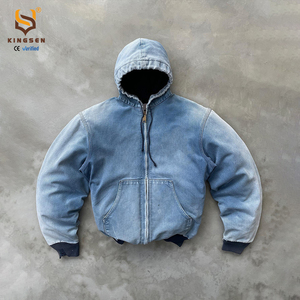 เสื้อฮู้ดดี้ครอปโอเวอร์ไซส์ทรงดิสเทรส ซิปหน้า ผ้าฝ้าย 100% หนัก 500 กรัม กันลมสำหรับฤดูหนาว เป็นมิตรต่อสิ่งแวดล้อม ผ่านกระบวนการฟอกสีแบบแอซิดวอช สไตล์สตรีทแวร์ - Product Image 1
