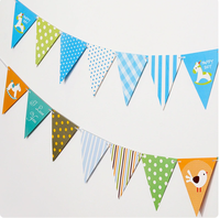 Bannière de drapeaux rayés Diwali pour baby shower, anniversaire et fêtes, faite à la main en papier de qualité